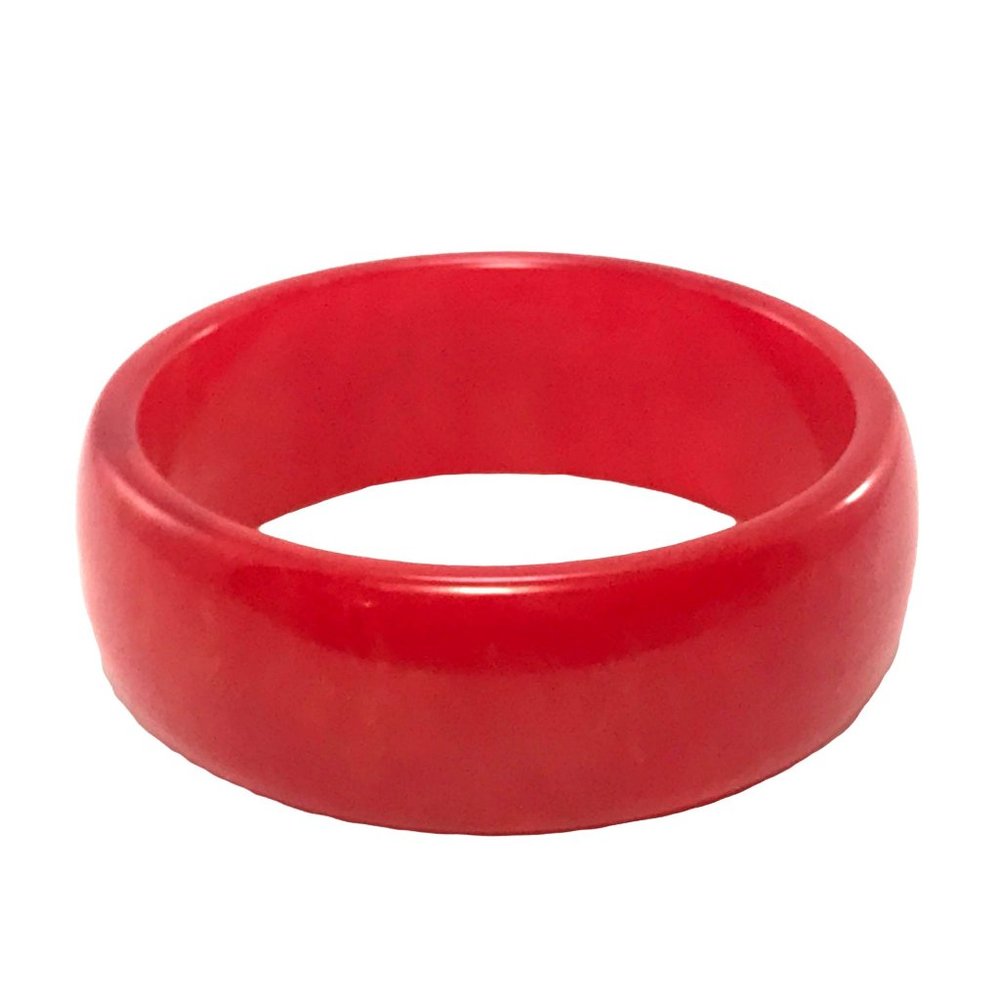 Vintage Wide Marbled Cherry Red Bakelite Bangle Bracelet 1930s - 1940s - Picture 8 of 8